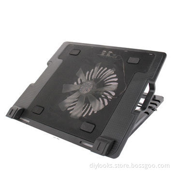 Metal Feels Design Powerful Laptop USB Cooler Pad with 2 x USB 2.0 Hub (Black)
